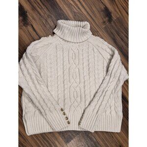 Holland Cooper Ontario Roll Neck Cable Knit Sweater Sz L Winter White